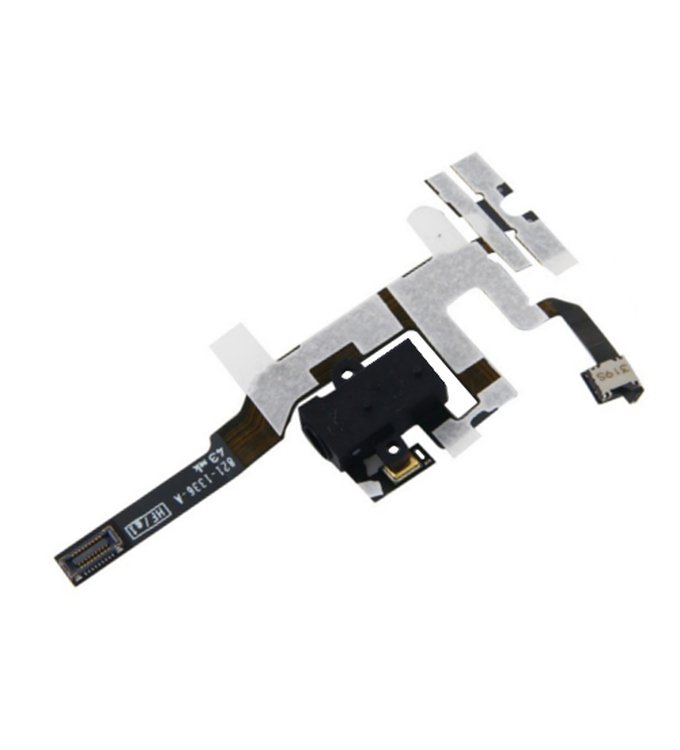 Шлейф (Flat cable) iPhone 4S кнопок звука, коннектора наушников, с компонентами белый high copy