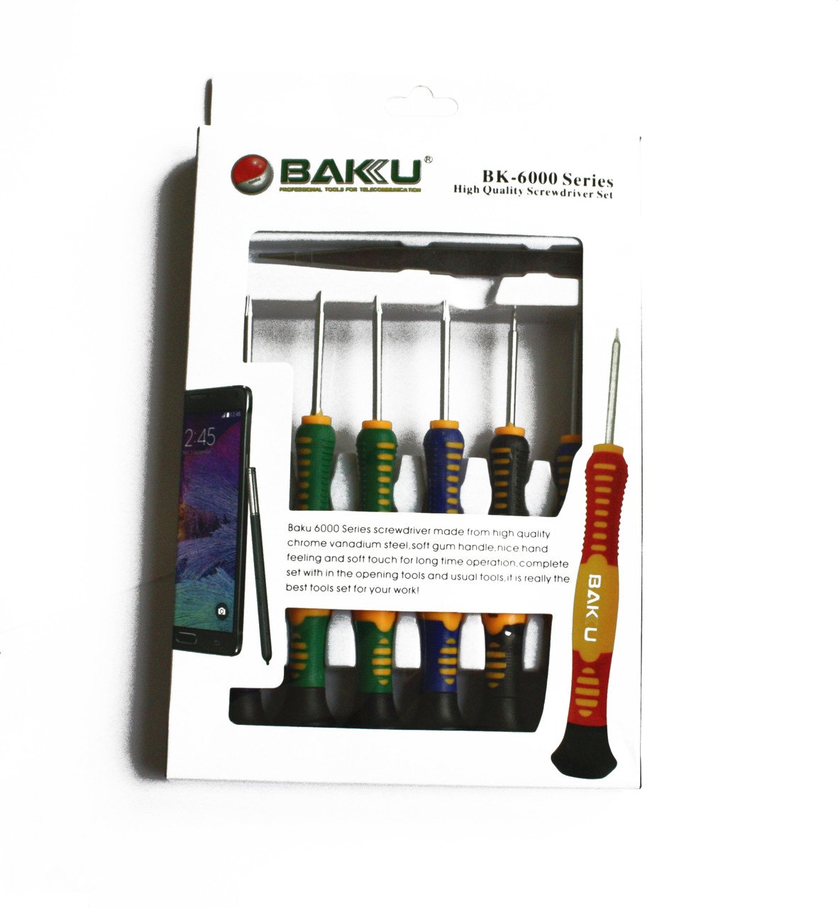 Набор инструментов BAKU BK-6000-A,BK-6001 (T2, T4, T5, T6, пинцеты: прямой, изогнутий)